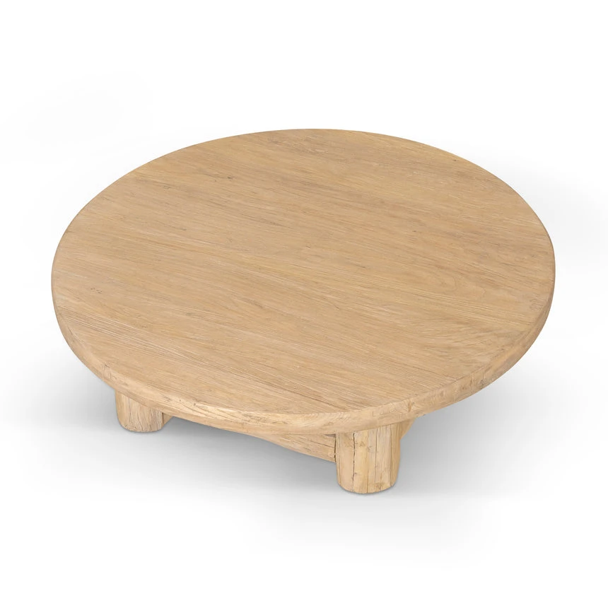 100cm Elm Round Coffee Table - Natural - Image 3