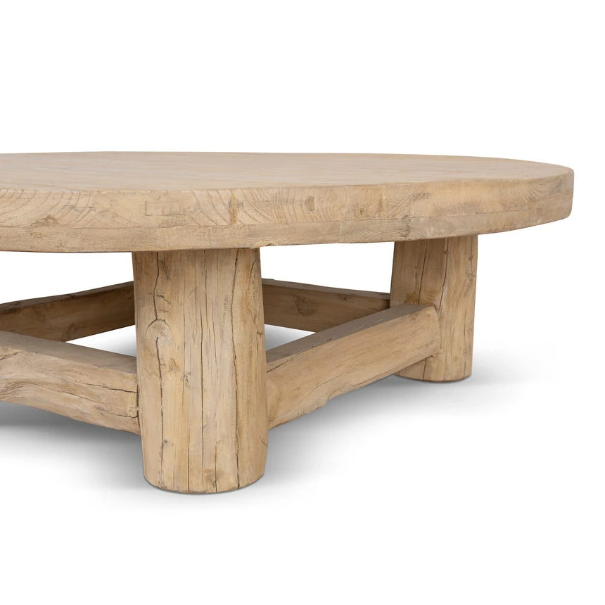 100cm Elm Round Coffee Table - Natural - Image 5