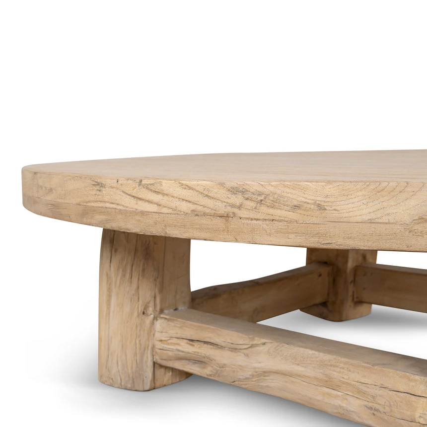 100cm Elm Round Coffee Table - Natural - Image 6