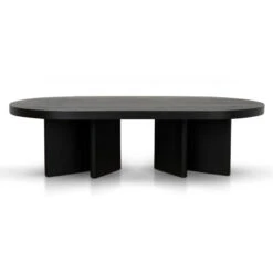 1.3m Pill Shape Coffee Table - Textured Espresso Black