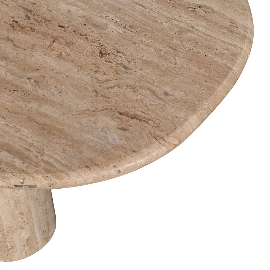1.2m Travertine Top Oval Coffee Table - Walnut - Image 11
