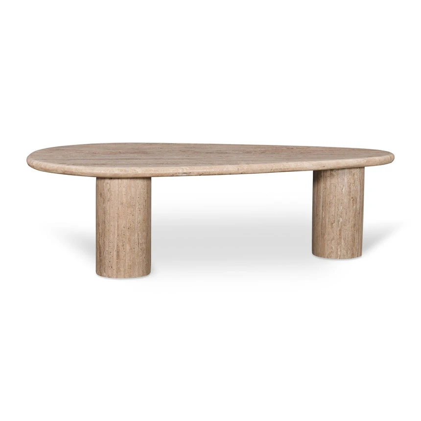 1.2m Travertine Top Oval Coffee Table - Walnut - Image 8