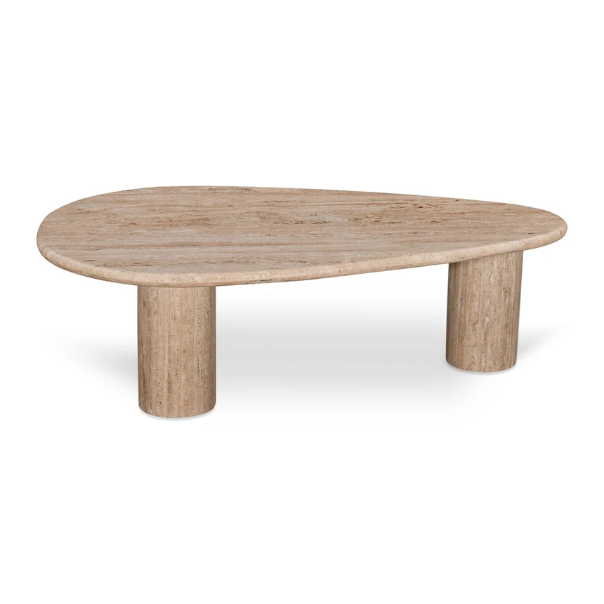 1.2m Travertine Top Oval Coffee Table - Walnut - Image 9