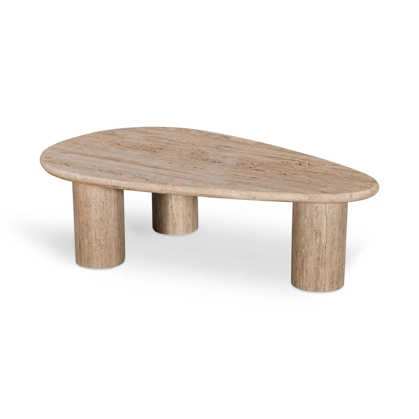 1.2m Travertine Top Oval Coffee Table - Walnut - Image 2