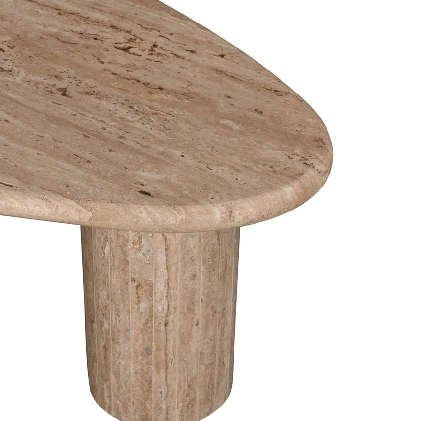 1.2m Travertine Top Oval Coffee Table - Walnut - Image 10