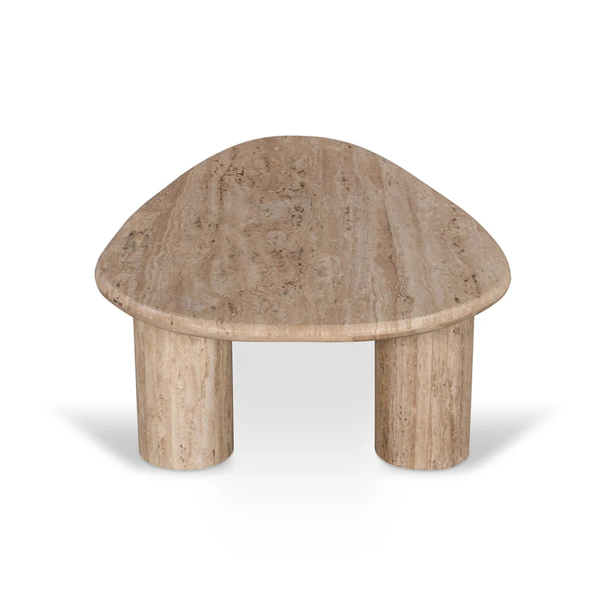 1.2m Travertine Top Oval Coffee Table - Walnut - Image 5
