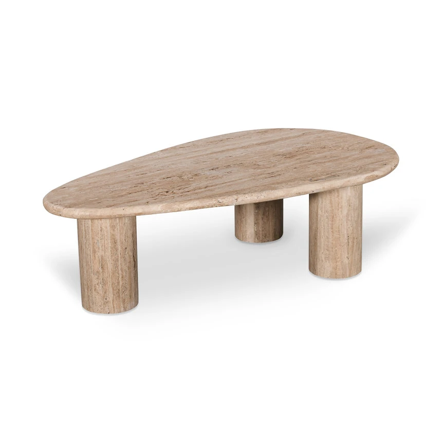 1.2m Travertine Top Oval Coffee Table - Walnut - Image 3
