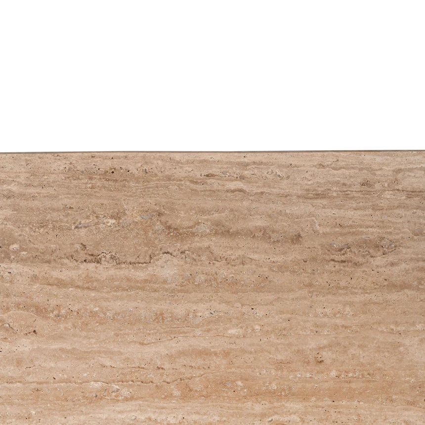 1.2m Travertine Top Coffee Table - White Base - Image 9