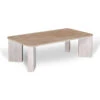 1.2m Travertine Top Coffee Table - White Base