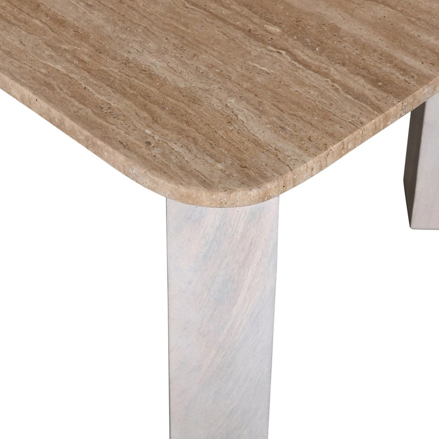1.2m Travertine Top Coffee Table - White Base - Image 7
