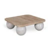90cm Travertine Top Coffee Table - White