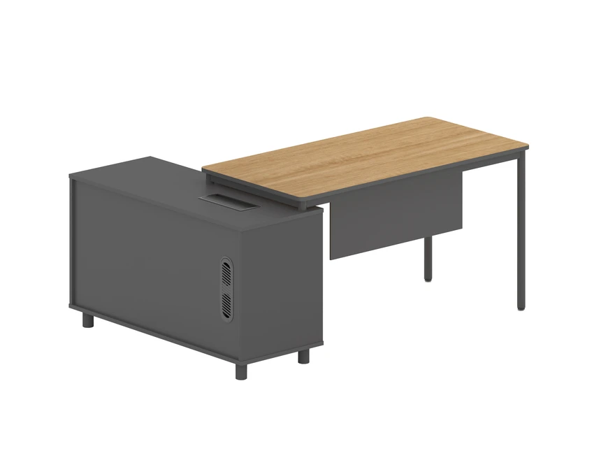 1.75m Right Return Natural Office Desk - Charcoal Base - Image 3