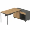 1.75m Right Return Natural Office Desk - Charcoal Base