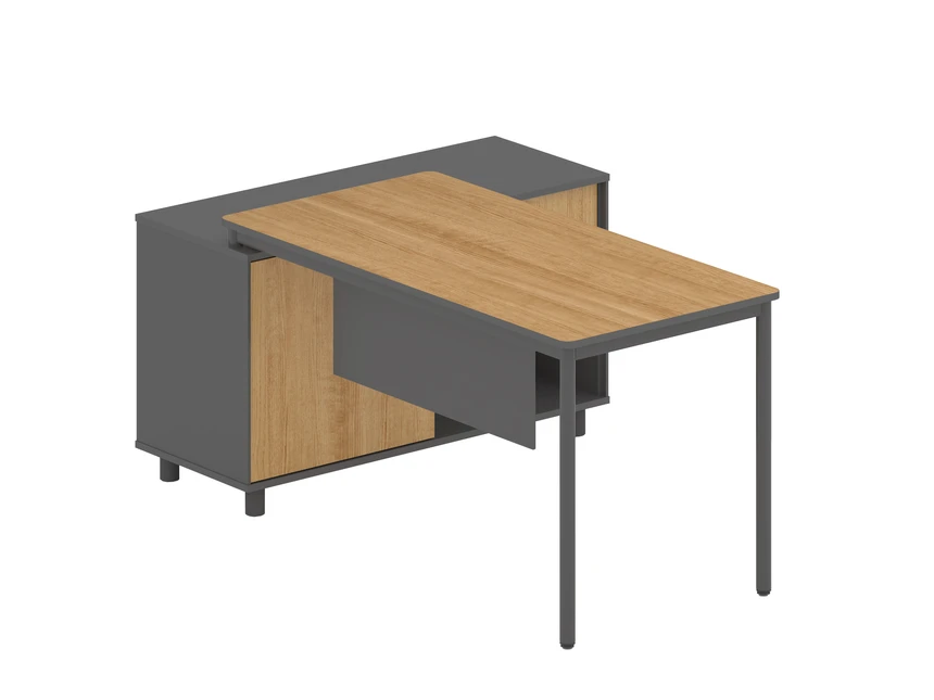 1.75m Right Return Natural Office Desk - Charcoal Base - Image 2