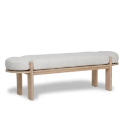 1.6m Light Natural Elm Bench - Natural Linen