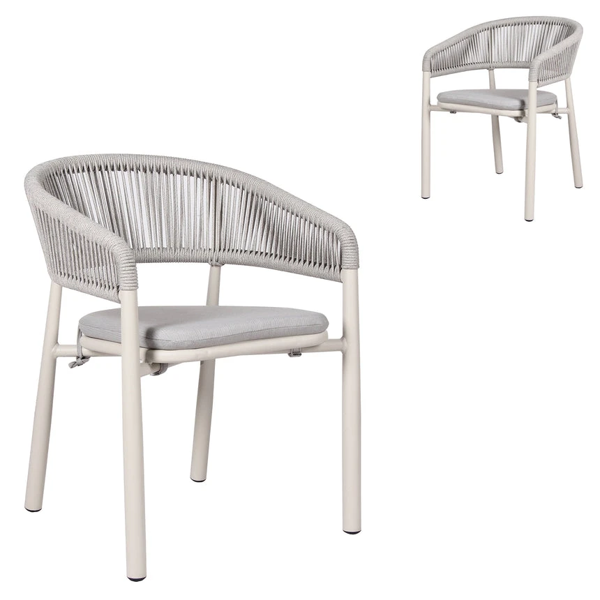 Sand White Outdoor Dining Chair - Light Grey (Set Of 2) 1 Sand White Outdoor Dining Chair - Light Grey (Set Of 2)