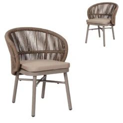Beige Outdoor Dining Chair - Brown (Set Of 2)