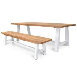 Outdoor Wooden Bench - Natural Top And White Legs -Calibre Furniture Sales Store DSC 5235 860x e8b337bb 0cc8 4840 a073 164e8a28ff72