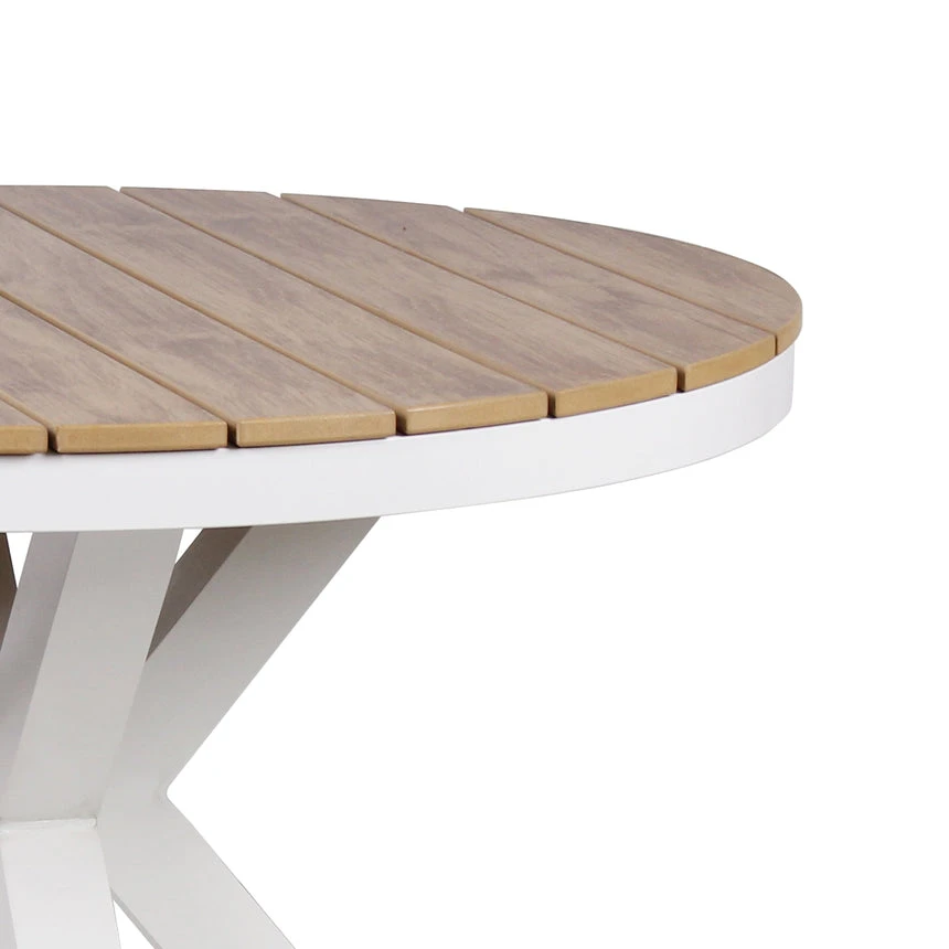 90cm Round Sand White Outdoor Dining Table - Natural 5 90cm Round Sand White Outdoor Dining Table - Natural - Image 5