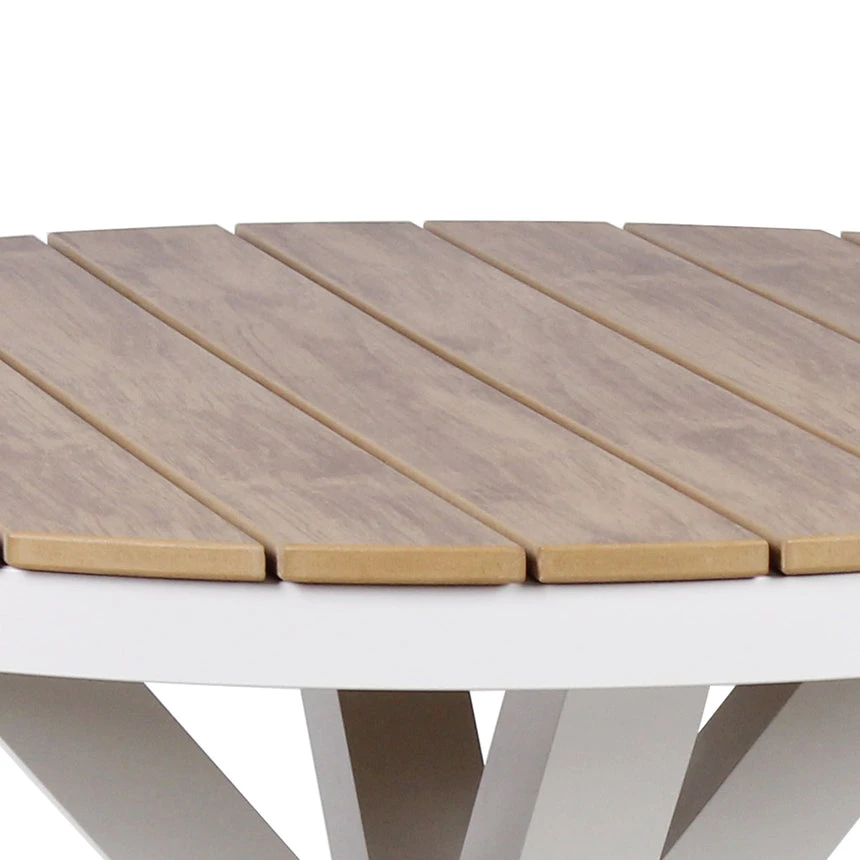 90cm Round Sand White Outdoor Dining Table - Natural 6 90cm Round Sand White Outdoor Dining Table - Natural - Image 6