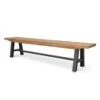Outdoor Wooden Bench - Natural Top And Black Legs
