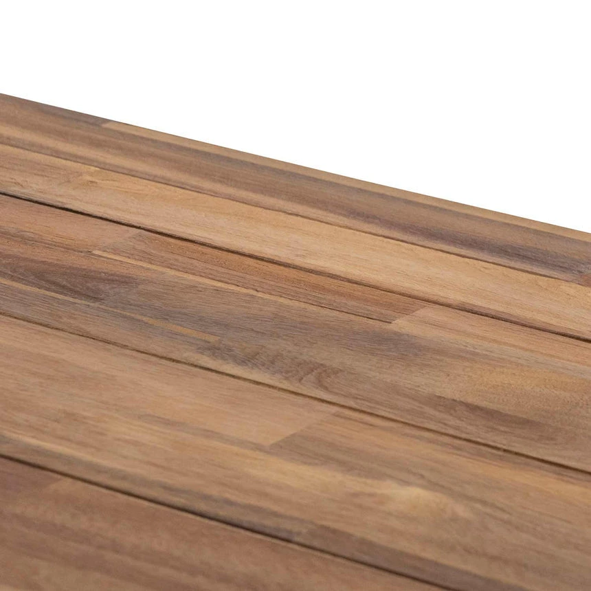 2.5m Outdoor Dining Table - Natural Top And White Base - Image 7