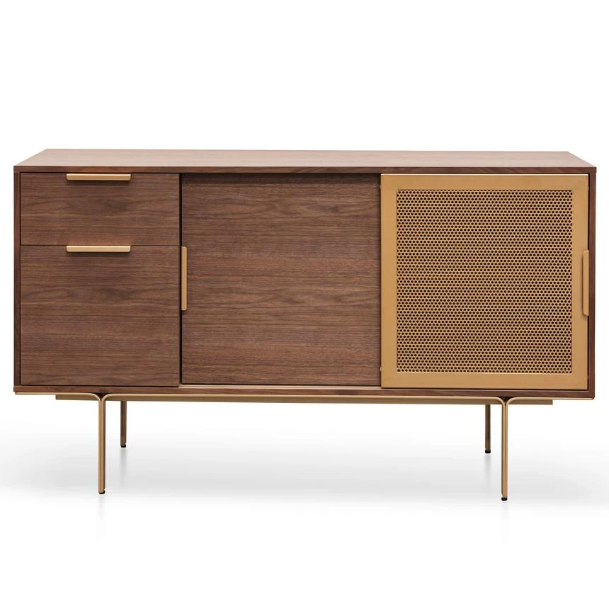 1.45m Walnut Buffet Unit - Brass 2 1.45m Walnut Buffet Unit - Brass - Image 2