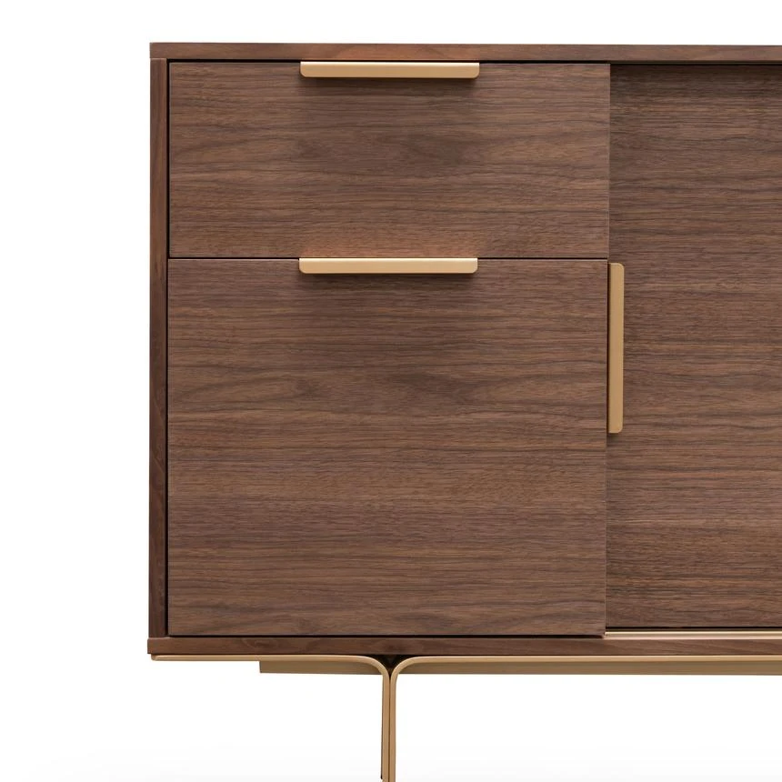 1.45m Walnut Buffet Unit - Brass 6 1.45m Walnut Buffet Unit - Brass - Image 6