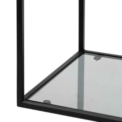 1.2m Grey Glass Shelving Unit - Black Frame -Calibre Furniture Sales Store DT6389 KS Elle 1.2m Grey Glass Shelving Unit Black Frame 6 860x b81a8c3a dd2f 4ae4 b0f3 89b1174761a5