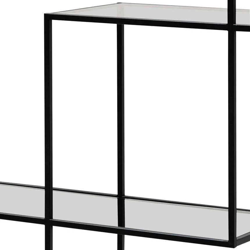 Grey Glass Small Shelving Unit - Black Frame - Image 10