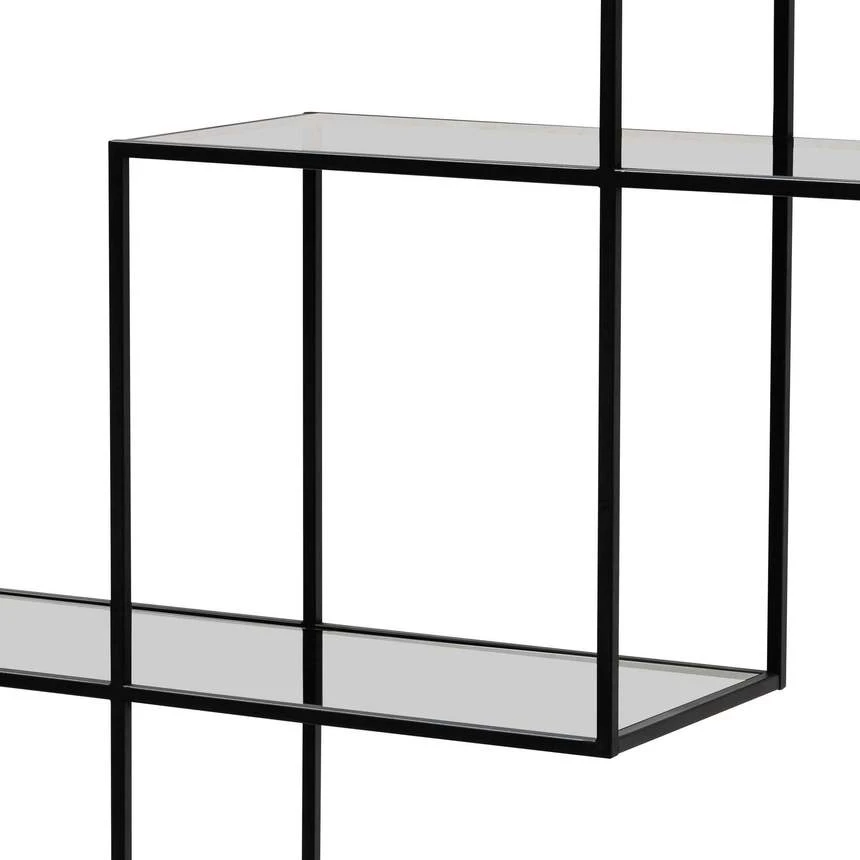 Grey Glass Small Shelving Unit - Black Frame - Image 11