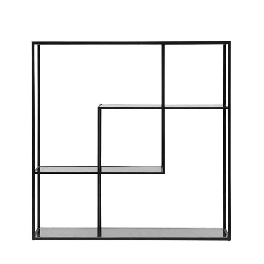 Grey Glass Small Shelving Unit - Black Frame - Image 2
