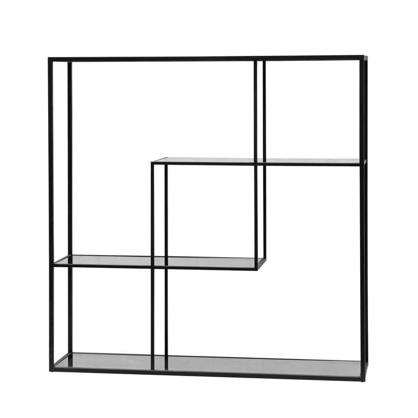 Grey Glass Small Shelving Unit - Black Frame - Image 3