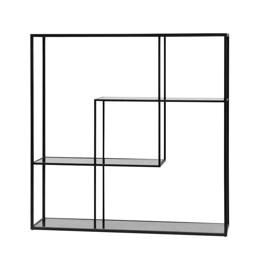 Grey Glass Small Shelving Unit - Black Frame - Image 4