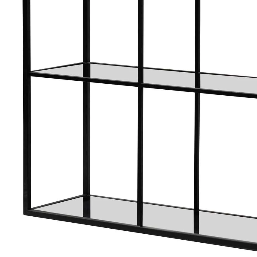 Grey Glass Small Shelving Unit - Black Frame - Image 5