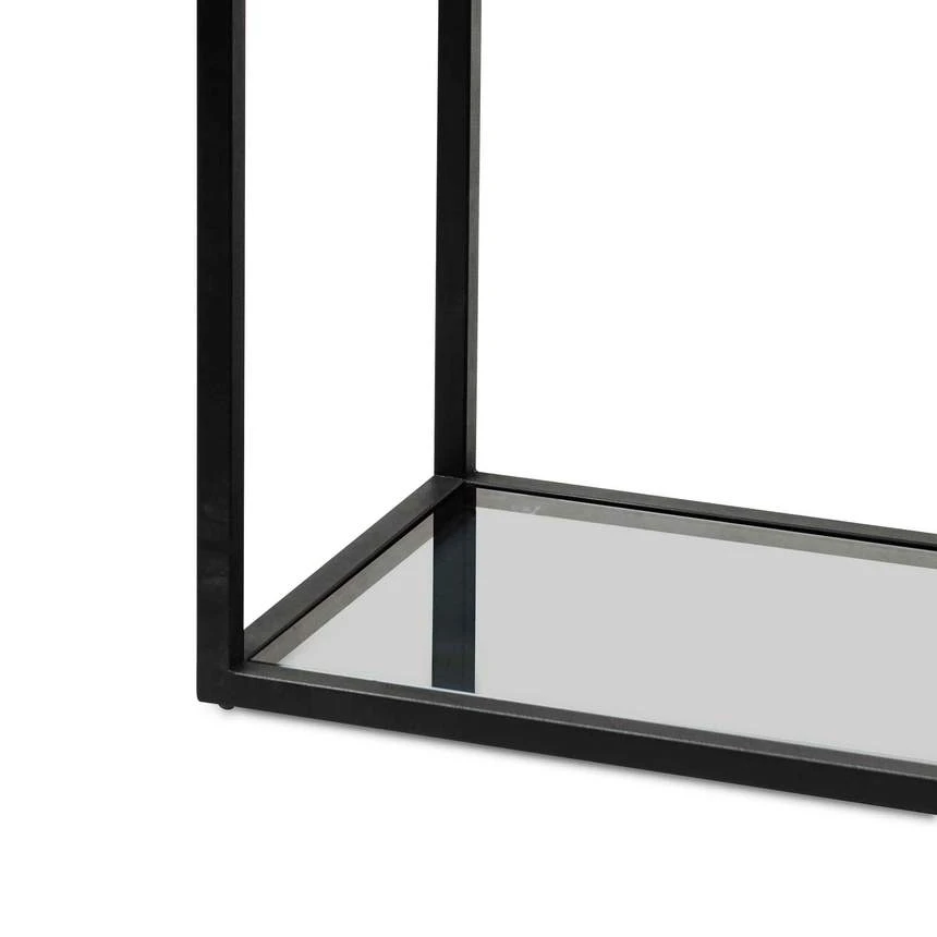 Grey Glass Small Shelving Unit - Black Frame - Image 6