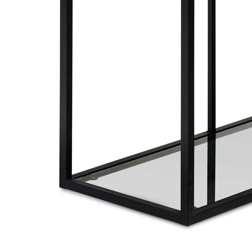 Grey Glass Small Shelving Unit - Black Frame - Image 9