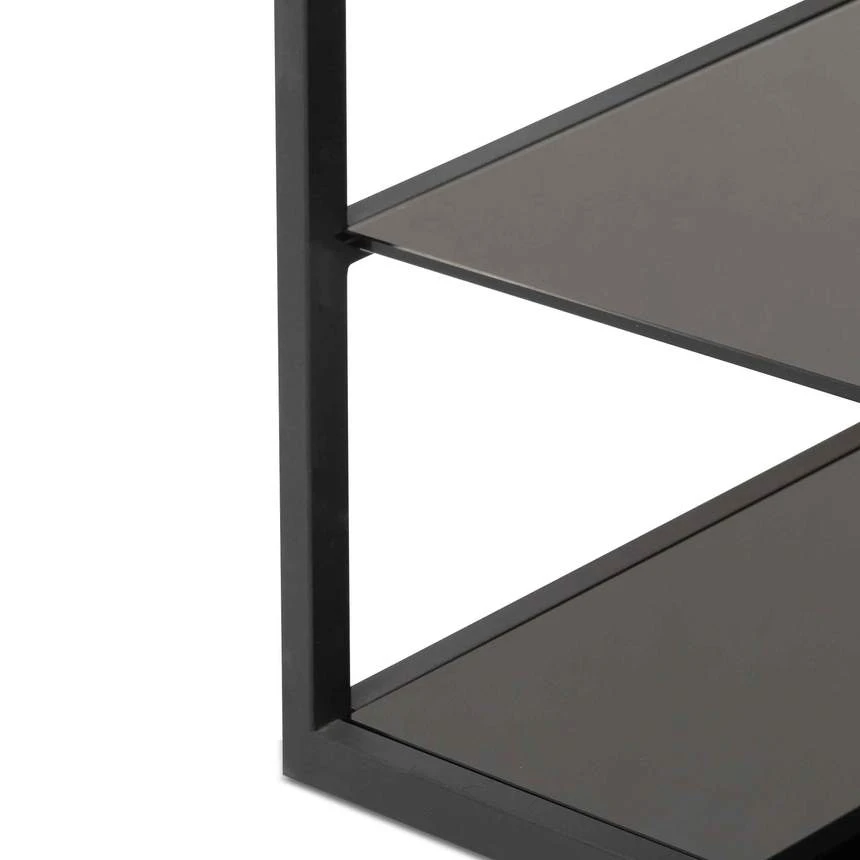 1.8m(H) Black Glass Shelving Unit - Black Frame - Image 6