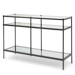 1.2m Grey Glass Console Table - Black Base -Calibre Furniture Sales Store DT6395 KS Trevino 1.2m Grey Glass Console Table Black Base 3 860x 8e50b123 4379 4442 8a65 6e65e3d9b604