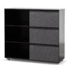 Inter-layered Black Storage Cabinet - Grey Doors