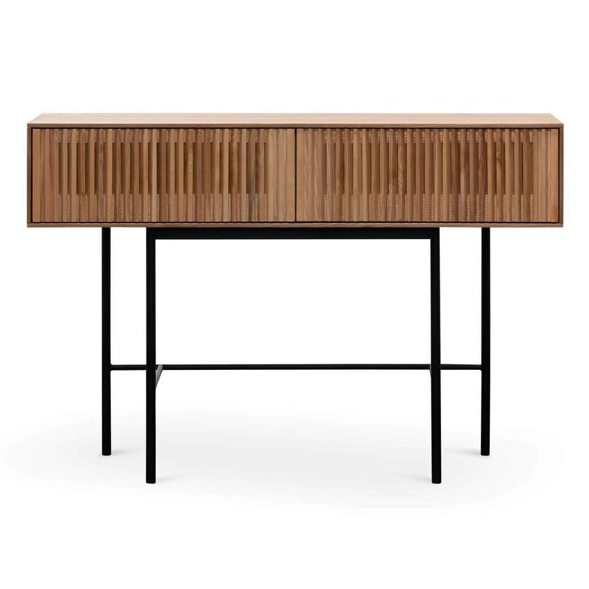 120cm Console Table - Natural With Black Legs - Image 2