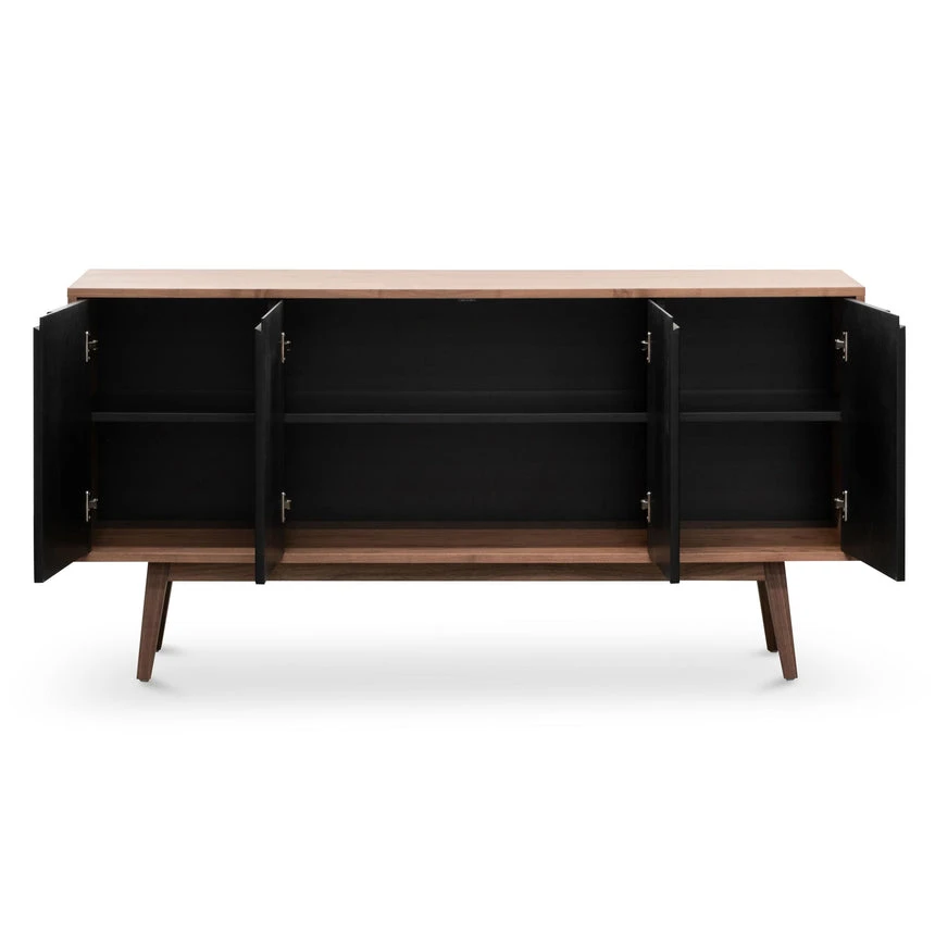 1.6m Sideboard Buffet Unit - Walnut With Black Doors - Image 3