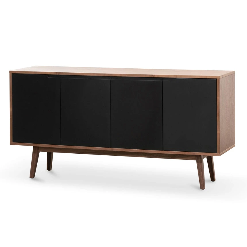 1.6m Sideboard Buffet Unit - Walnut With Black Doors
