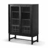 Black Bar Cabinet - Flute Glass Doors