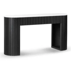 1.5m White Marble Console Table - Black -Calibre Furniture Sales Store DT6965 NI 5 860x dd3897b6 15b3 46b0 8172 efbb771f804f
