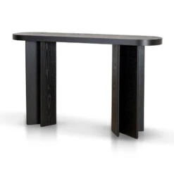 1.3m Pill Shape Console Table - Textured Espresso Black