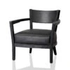 Black Wooden Armchair - Black PU Leather Seat