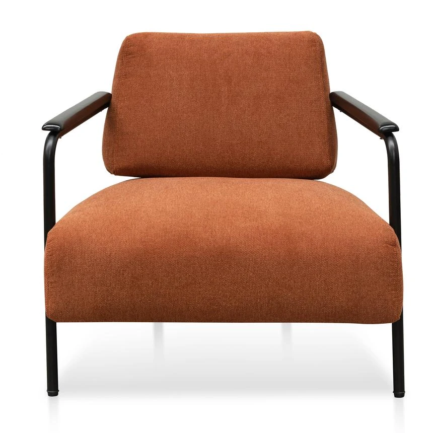 Fabric Armchair - Burnt Orange - Black Legs - Image 2