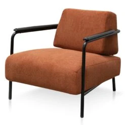 Fabric Armchair - Burnt Orange - Black Legs