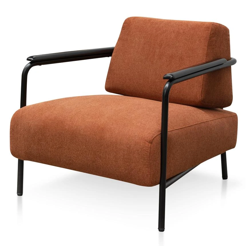 Fabric Armchair - Burnt Orange - Black Legs